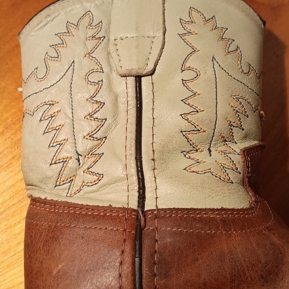 Old West Kids' Cowboy Boots - Brown and Cream Toddler Size 075 - Picture 9 of 9